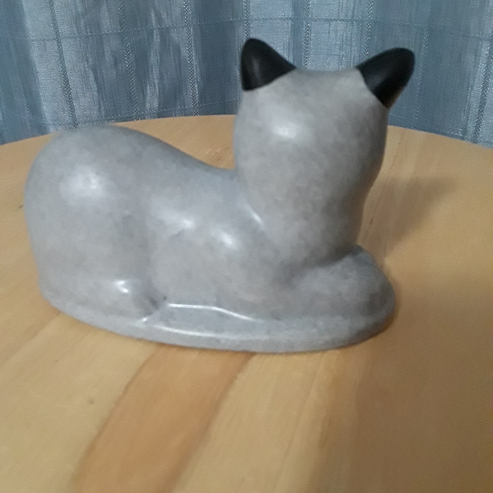 Vintage CERAMIC Gray Laying CAT - Picture 3 of 8